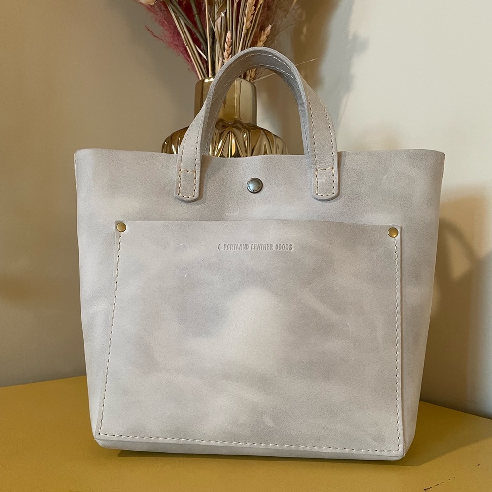 Portland Leather Goods Mini Crossbody Tote in Beluga Unicorn Color 🦄